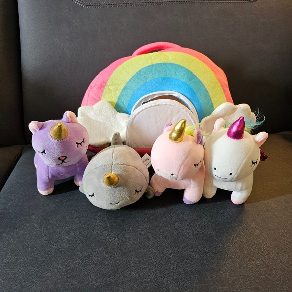 Pixie Crush Plush Rainbow Cloud Bag Storage Unicorn Stuffed Toy Snug A Babies - Picture 2 of 12